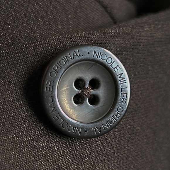 Nicole Miller Original Cardigan Blazer Cotton Boyfriend Jacket w/ Pockets Black - Picture 5 of 9